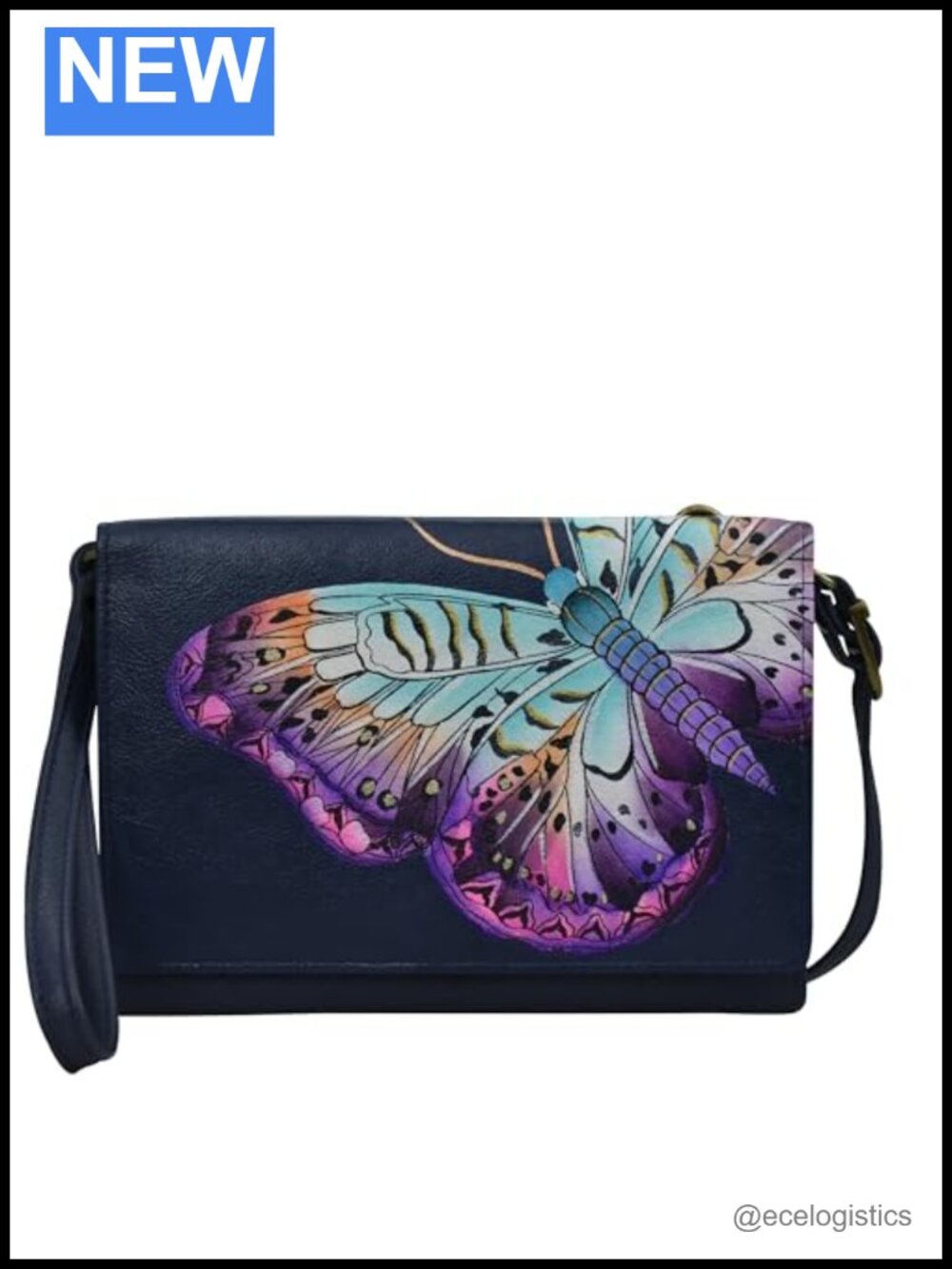 Hand-Painted Genuine Leather 4-in-1 Crossbody Wallet with Wristlet